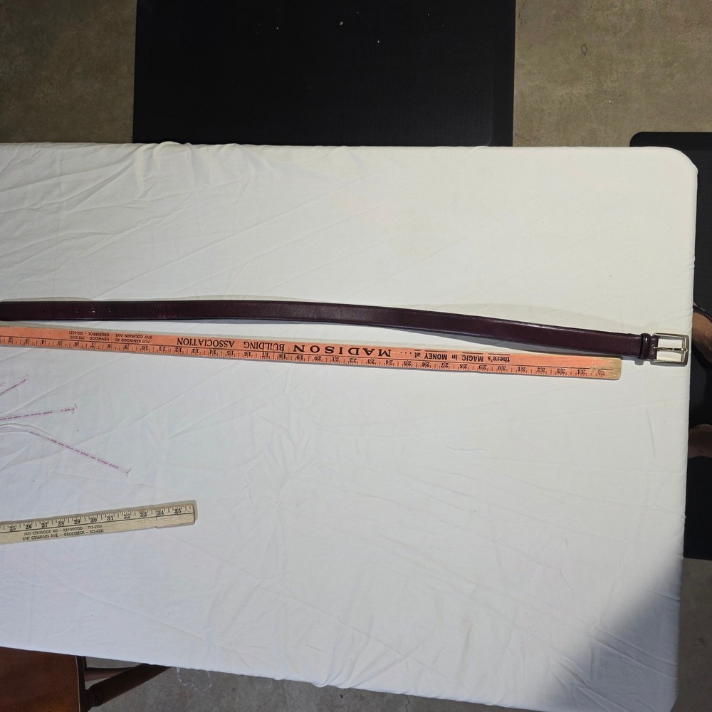 Mens Wearhouse Burgundy Full Grain Italian Leather Dress Belt 32 Made in Italy
